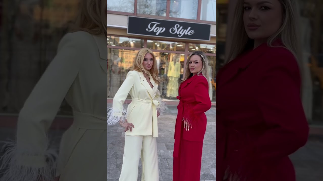 Elegantni komplet sako sa perjem i širokim pantalonama #suitfashion