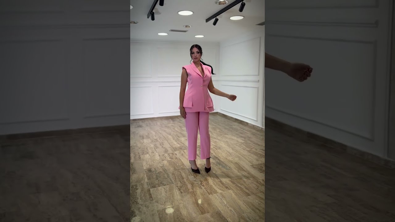 Pink žensko odelo   dugački prsluk i cigaret pantalone | Top Style