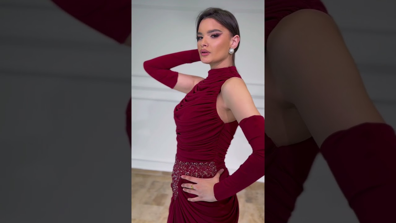 Glamurozna Duga Haljina sa Naborima i Podesivim Rukavima | Top Style
