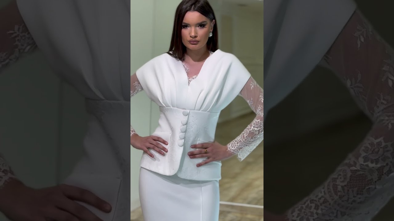 Ekskluzivna bela midi haljina sa čipkanim rukavima | Top Style