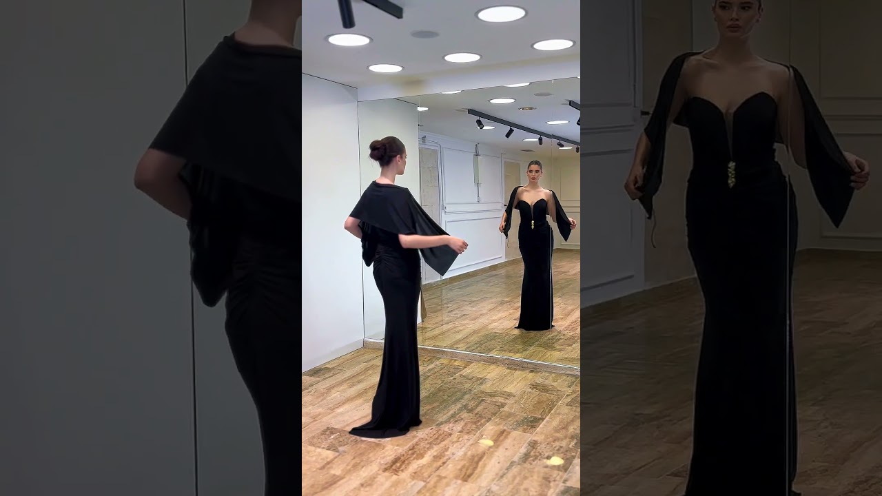 Duga svečana top haljina sa zlatnom šnalom i maramom | Top Style