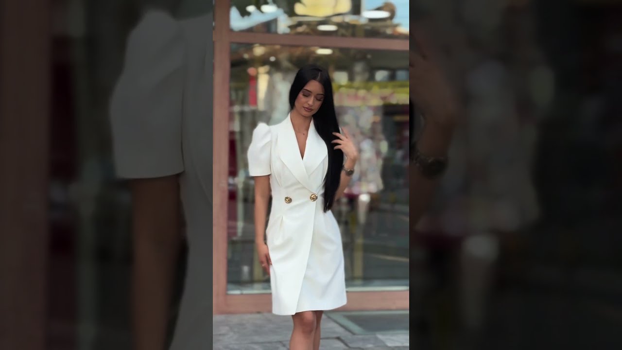 Kratka sako haljina sa zlatnim dugmadima – Bianca | Top Style