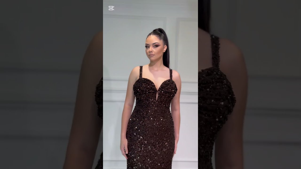Duga svečana haljina sa šljokicama i širokim bretelama | Top Style