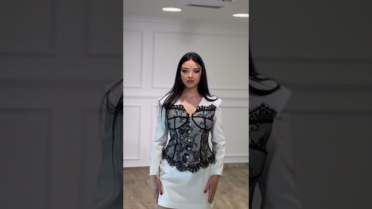 Elegantna Bela Mini Haljina sa Crnim Čipkanim Korsetom | Top Style