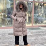 Jakna duga ženska sa kapuljačom i krznom - Slika 7