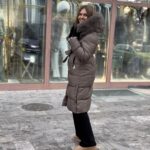 Jakna duga ženska sa kapuljačom i krznom - Slika 5