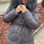 Jakna duga ženska sa kapuljačom i krznom - Slika 8