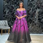 Duga haljina balska crno-pink