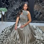 Duga haljina balska srebrna