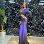 Duga haljina ombre ljubičasta sa dugim rukavima