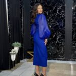 Elegantna midi haljina sa puf rukavima i ukrasnim detaljima - Slika 3