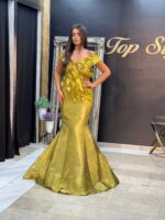 Zlatno-žuta sirena večernja haljina