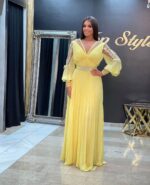 Žuta duga haljina od žoržeta