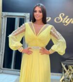 Žuta duga haljina od žoržeta