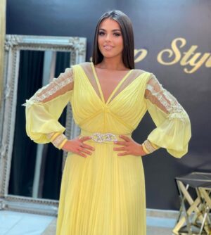 Žuta duga haljina od žoržeta