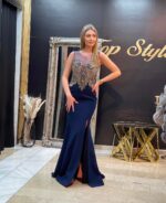 Duga sirena haljina sa mašnom