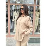 Bež komplet košulja i široki donji deo