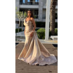 Golden Elegance - Duga svečana bež haljina sa ručnim radom