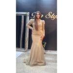 Duga haljina sa bež čipkom