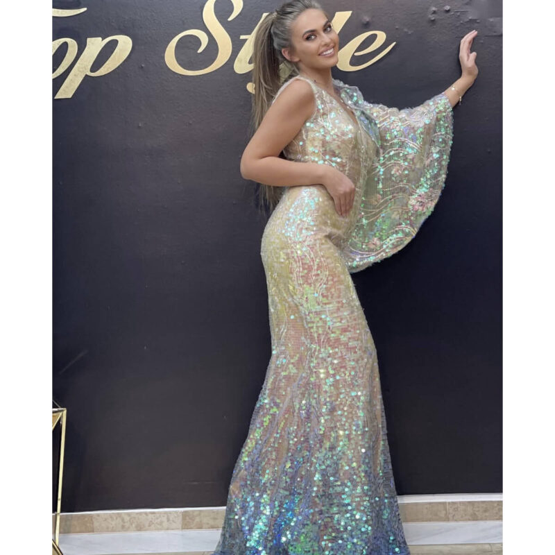 Duga sirena haljina sa paricama - Slika 2