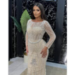 Duga haljina ručni rad dugih rukava sirena kroja