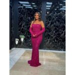 Magenta glam haljina sa rukavicama