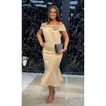 Midi haljina sa otkrivenim ramenima