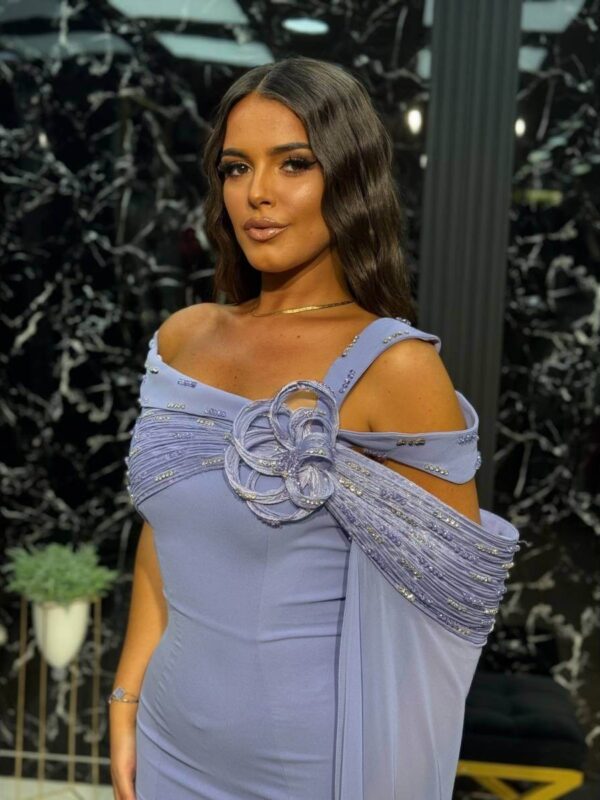 Elegantna duga sirena haljina u lavanda boji