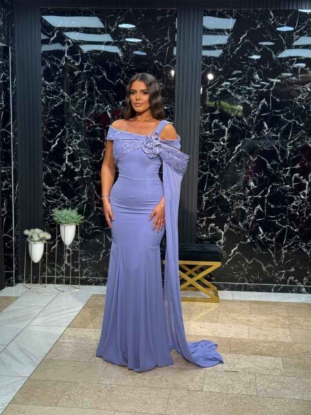 Elegantna duga sirena haljina u lavanda boji