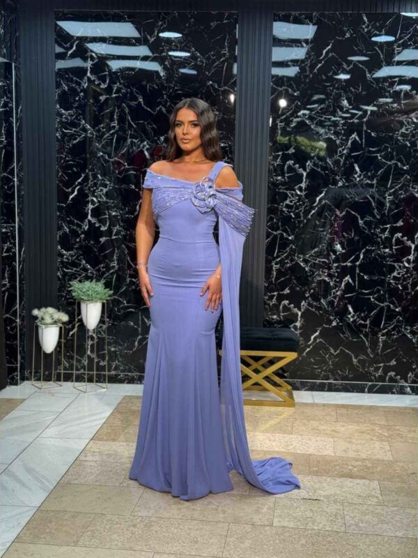 Elegantna duga sirena haljina u lavanda boji