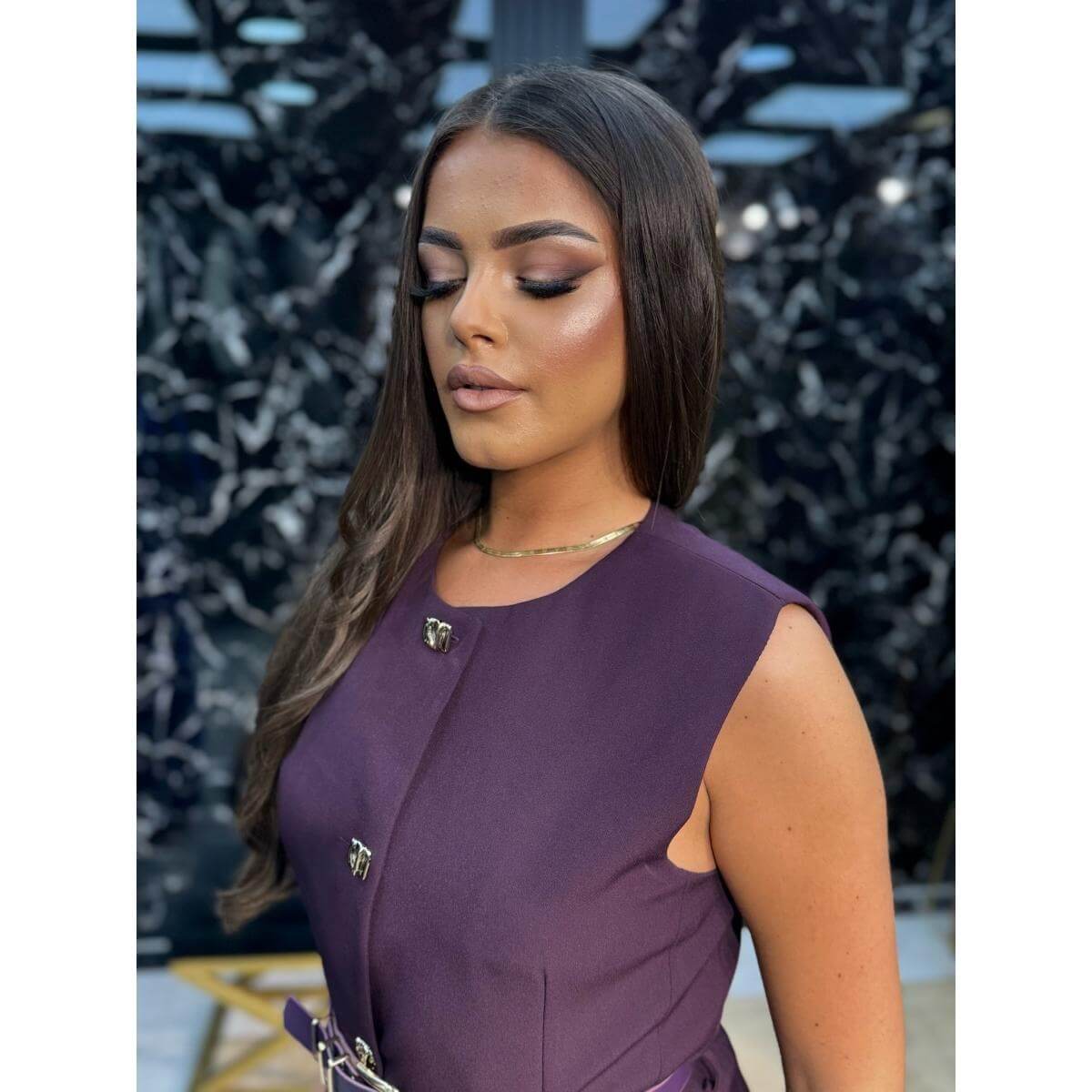 Elegantni komplet - strukirani prsluk i pantalone