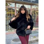 Ekskluzivna bunda od prirodnog krzna lisice sa kosim redovima i ruskom kragnom