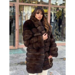 Ekskluzivna bunda od prirodnog krzna lisice sa mogućnošću skraćivanja dužine i rukava