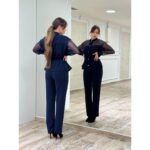 Elegantni Teget Set sa Sheer Detaljima