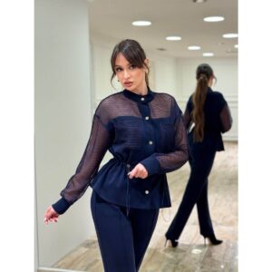 Elegantni Teget Set sa Sheer Detaljima