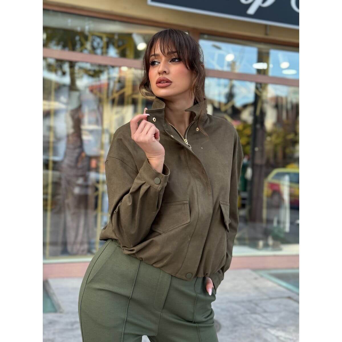 Maslinasto zeleni casual komplet