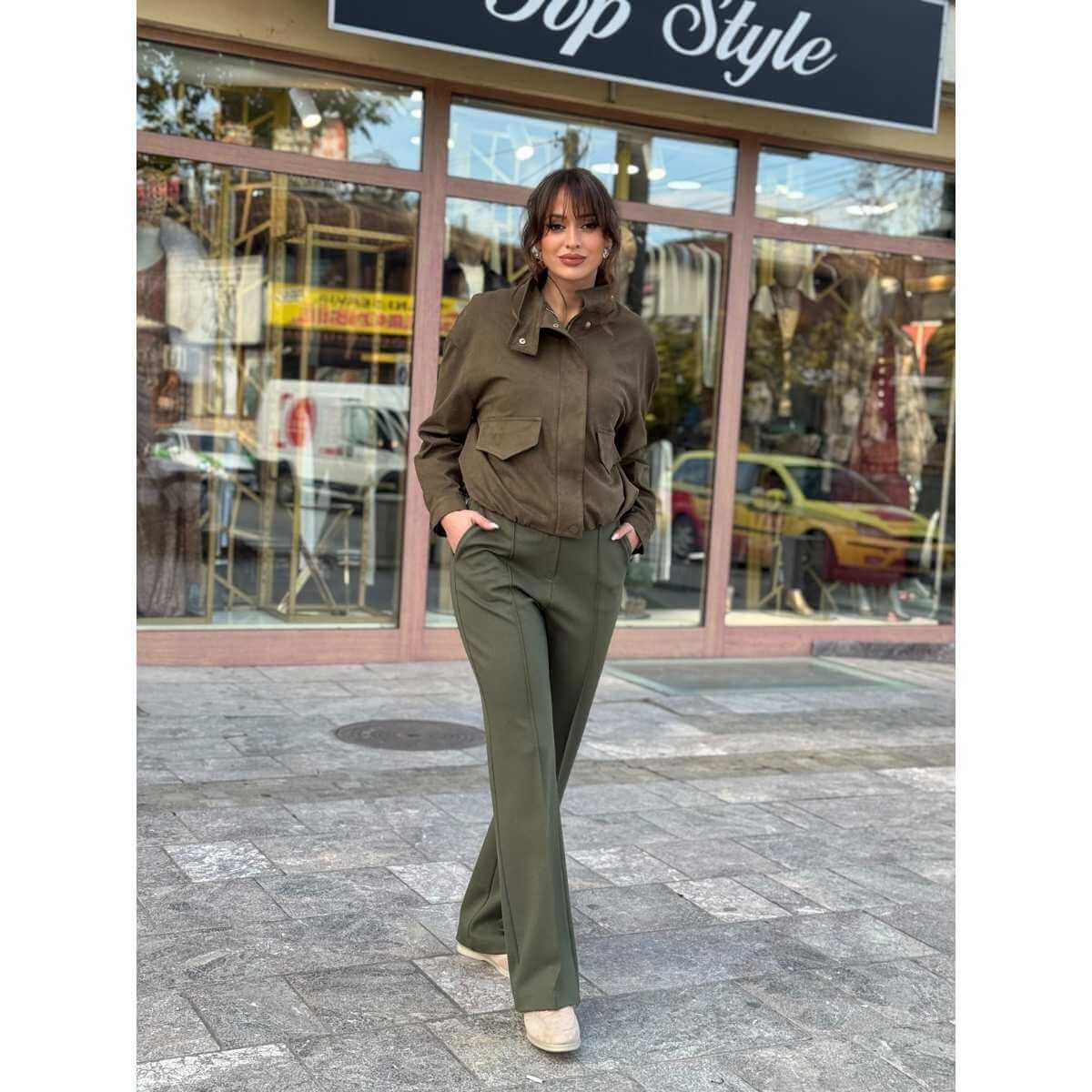 Maslinasto zeleni casual komplet