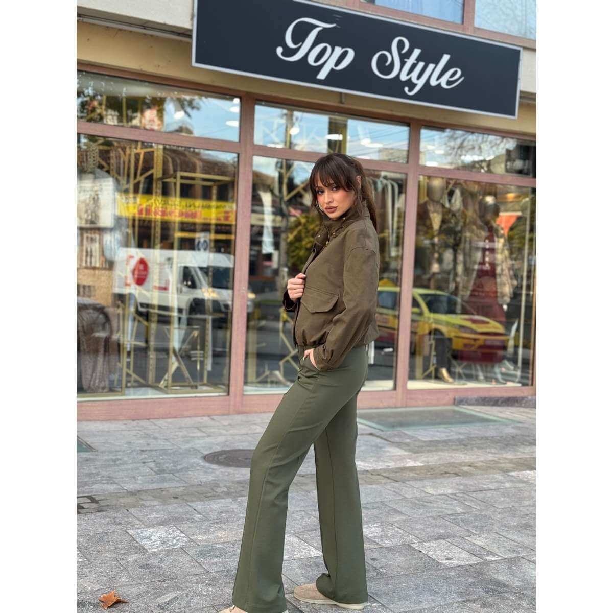 Maslinasto zeleni casual komplet