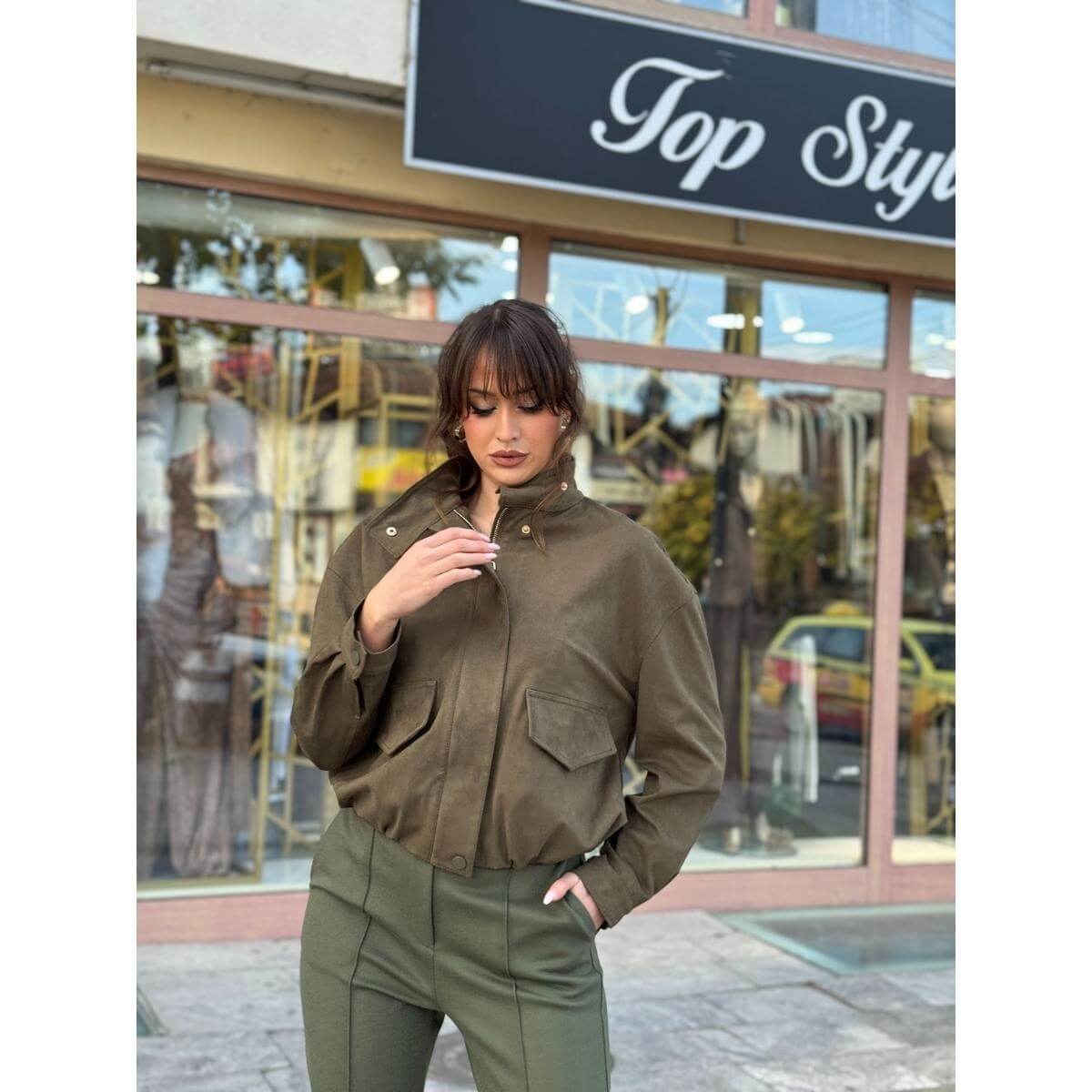 Maslinasto zeleni casual komplet