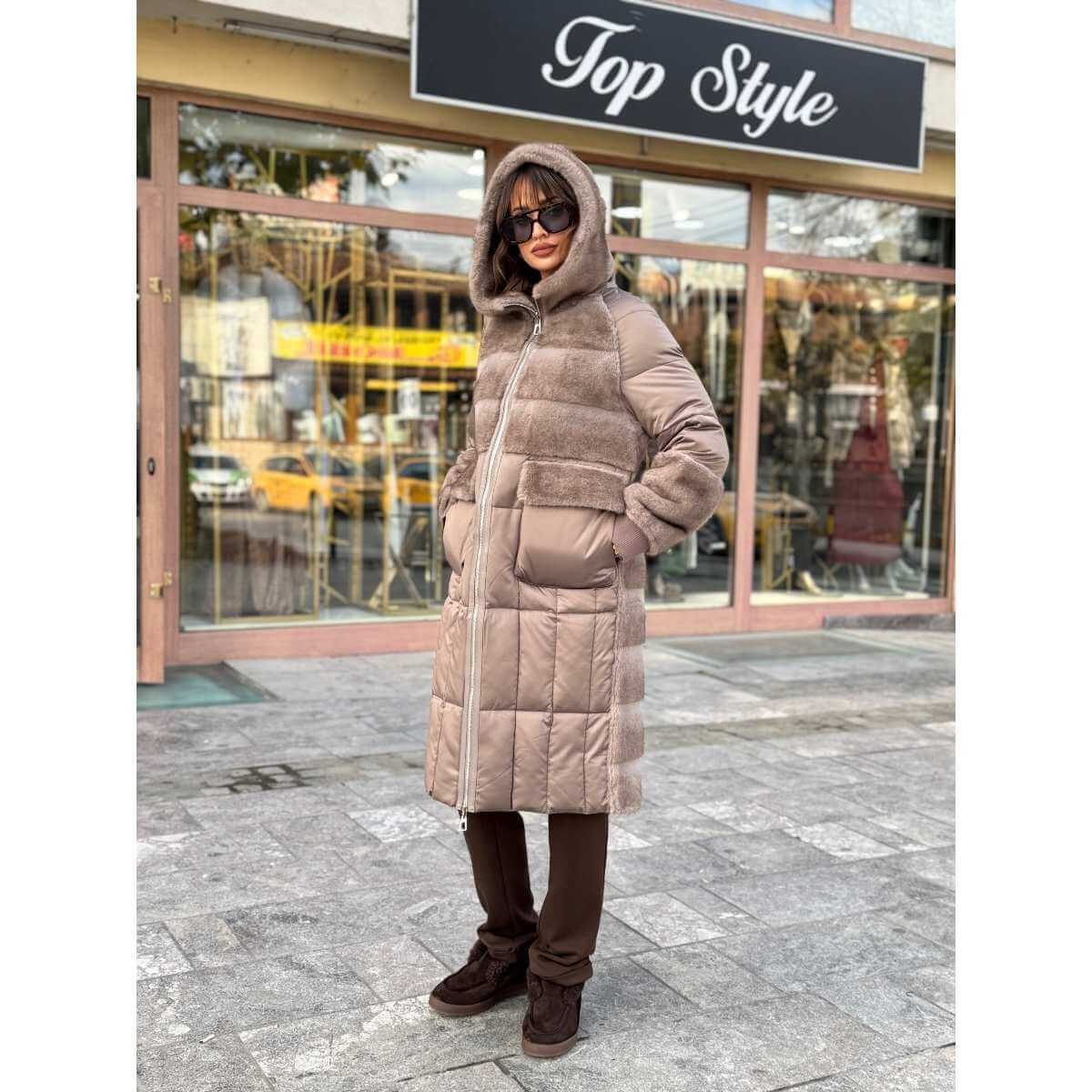 Zimska jakna sa kapuljačom sa dva lica