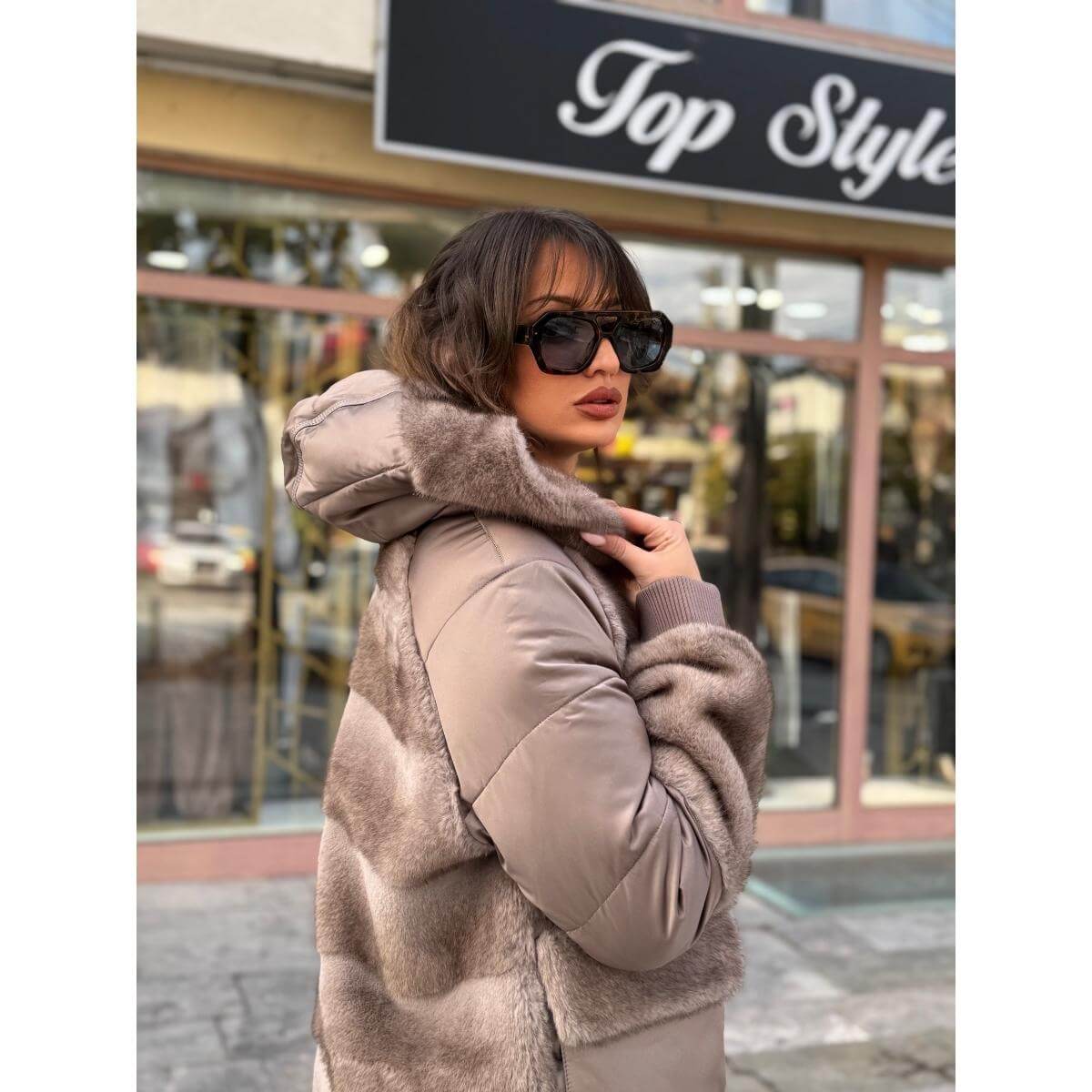 Zimska jakna sa kapuljačom sa dva lica