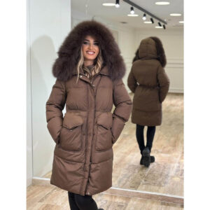 Zimska duga perjana jakna sa krznom – Urban Luxury
