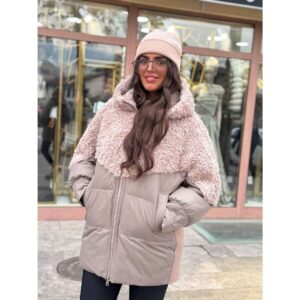 Zimska jakna srednje dužine sa kapom i vunenim detaljima – Wool Touch