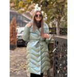 Duga elegantna ženska zimska jakna sa krznenom kragnom