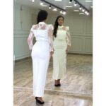 Elegantna midi haljina sa čipkastim rukavima