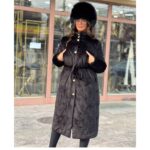 Duga ženska zimska jakna sa vezivanjem u struku