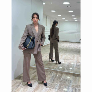 Elegantni ženski komplet – oversize sako i pantalone od tvida