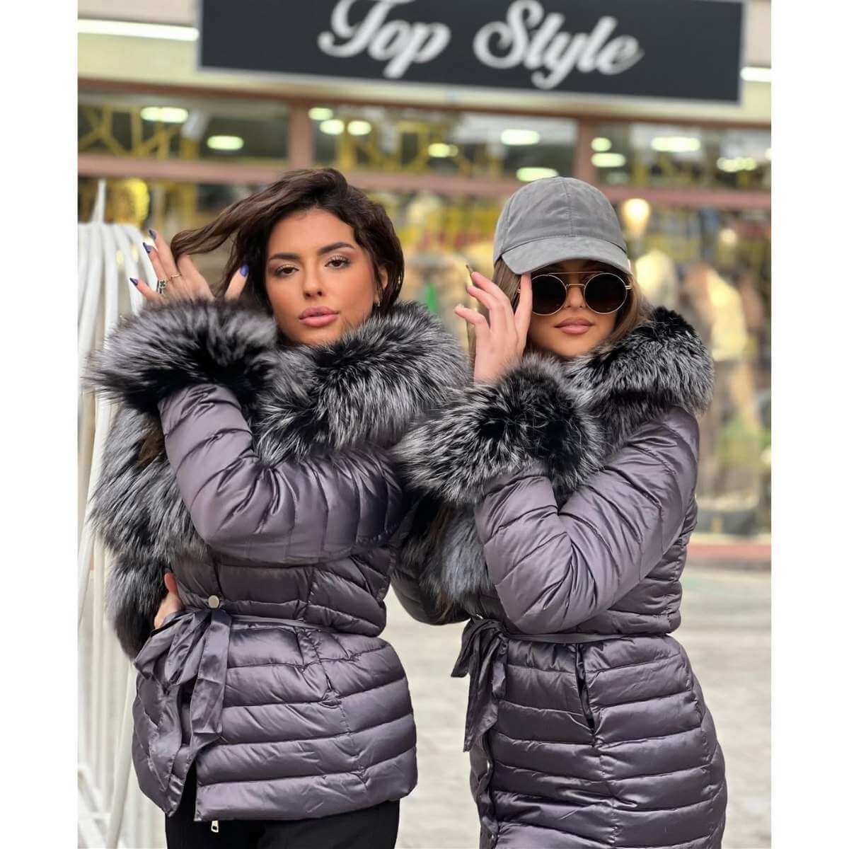 Kratka zimska jakna sa bogatim krznom – Silver Ember