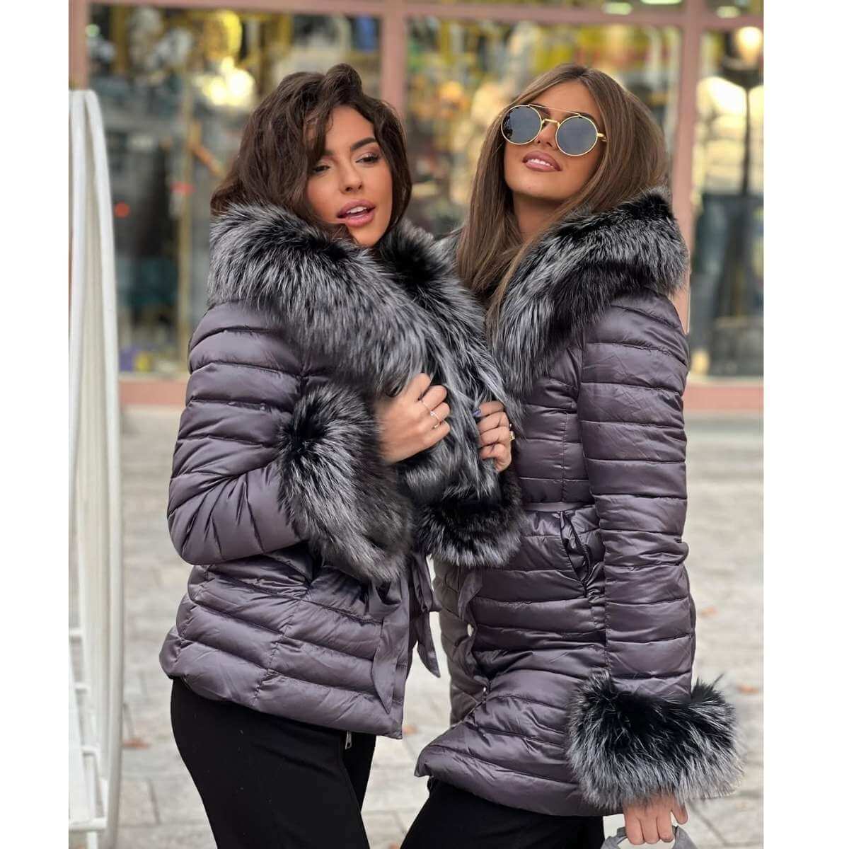 Kratka zimska jakna sa bogatim krznom – Silver Ember