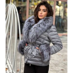 Kratka zimska jakna sa bogatim krznom – Silver Ember